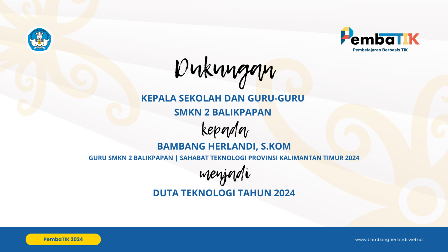 Video dukungan kepala sekolah dan guru-guru smkn 2 balikpapan